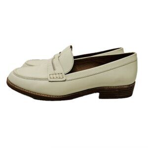 Madewell Elinor Loafer in Vintage Canvas Ivory Cream Leather Womens 10 Slip On